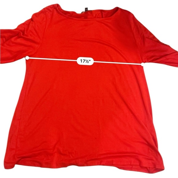 Eileen Fisher split sleeve top cherry red crew neck longer length layering med - Picture 7 of 11